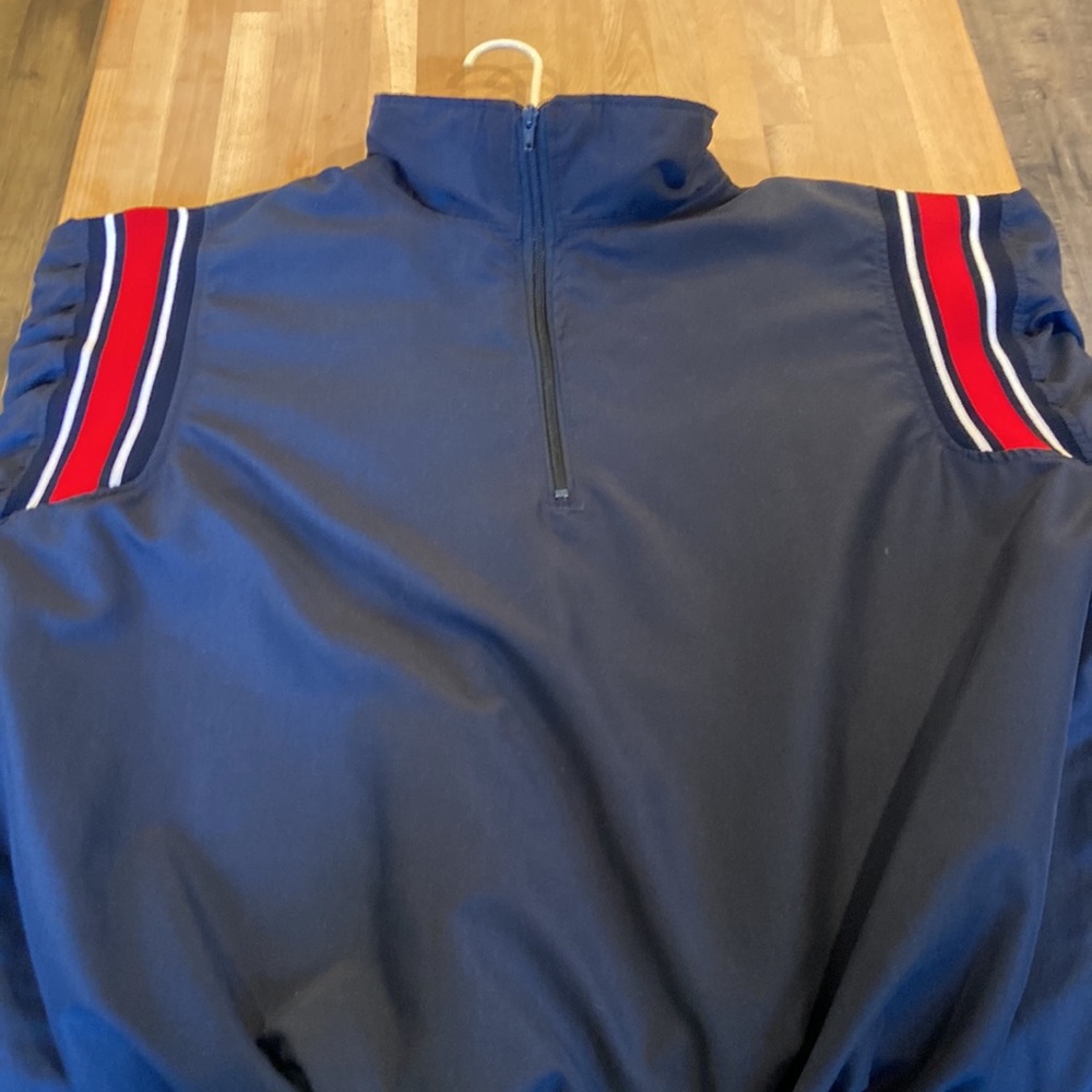 Honig’s 1/4 zip pullover size xl navy w/ red and white trim